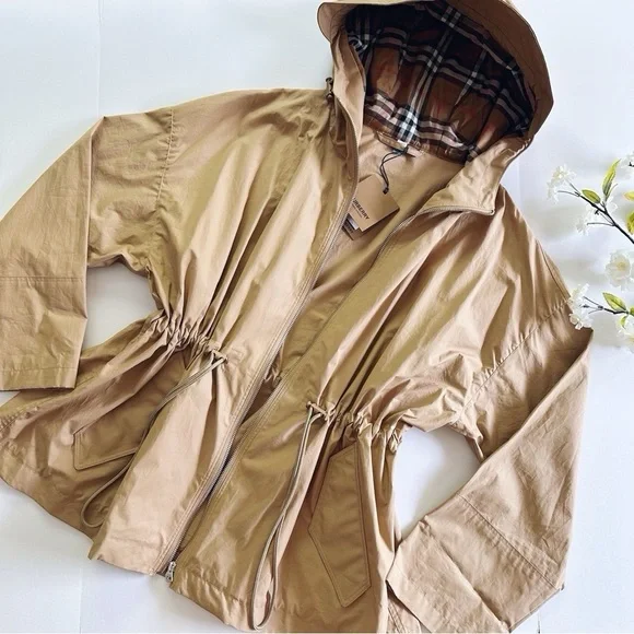 Burberry Women’s Birley Check Hooded Jacket Archive Beige